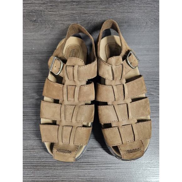 VTG 00s Y2K Sonoma Leather Ely Fisherman Sandals US 9M Brown Platform Chunky main image 6